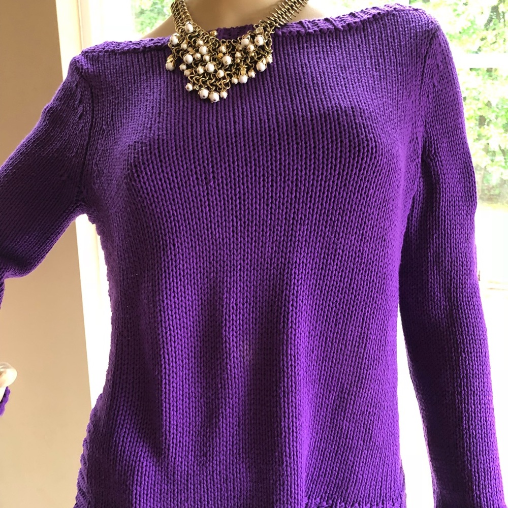 Ralph Lauren purple knit sweater w side slits